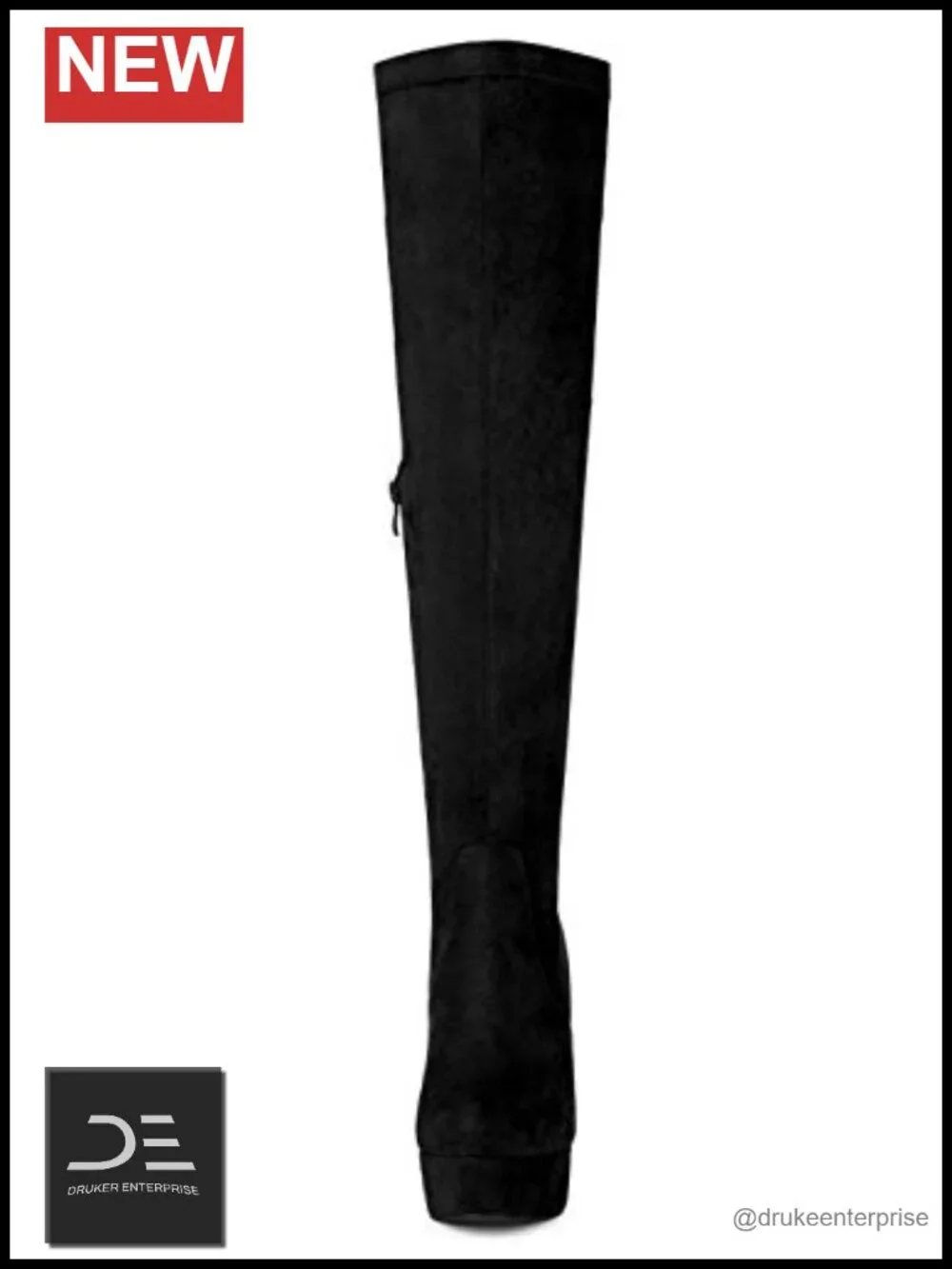 Women's Faux Suede Over Knee High Platform Block Heel Boots